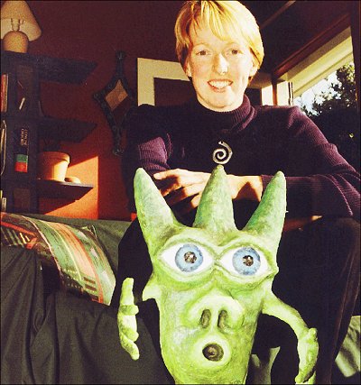Diana Adams, of the Avice Hill Arts and Crafts Centre, with a critter she created with papier mache. 