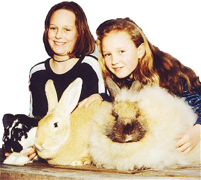 George (12) and Suzannah Hanafin (8), members of the Canterbury Domestic Rabbit Association, with their special rabbits.