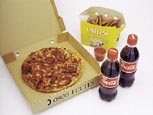 Medium Pizza, Chips, 2 390ml Cokes
