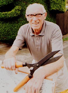 Bushy eyebrows: Addington resident Maurice Eldridge with his spectacular topiary