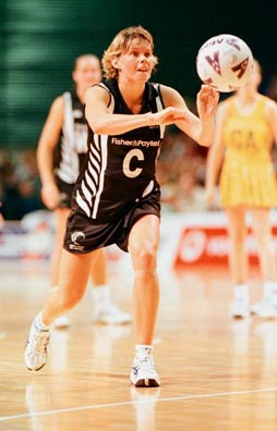 Silver Fern Julie Seymour in action.