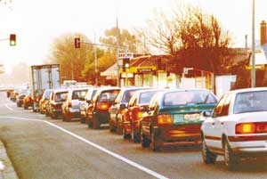 Northbound traffic on Stanmore Road just after 5pm