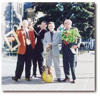 Banding together: Tony Preston of the Art Gallery; Anthony Wright, Canterbury Museum; Tony Paine, Arts Centre, and Warwick Scadden of the gardens. 