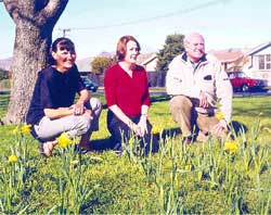 Spring in their step: from left, Community Advocate Jude Pani, Linda Rutland, and Bob Todd.