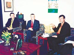 Mayor Garry Moore, Minister of Employment Steve Maharey and regional manager of the Department of Work and Income Bruce Ash