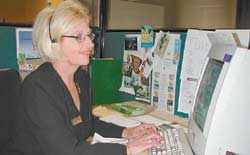 Customer Service Representative Raina Bruorton at work