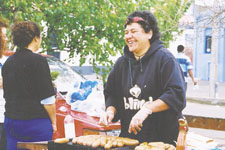 Teresa Ropiha greets visitors at a recent community celebration to mark refurbishment of the Hei Hei hall.