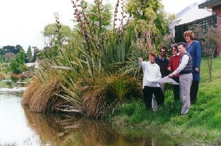 Members of the Waterways enhancement team reviewing