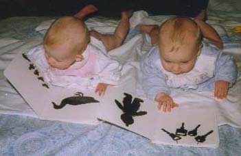 Twins Shannon and Craig experience the pleasure of books for the rst time, courtesy of the award-winning Books for Babies project. 