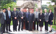 Mayoral delegation with Professor E. Dongchen, Director of Chinese Antarctic Centre of Surveying and Mapping, Wuhan University (centre).