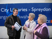 Mayor Garry Moore with supporters of the Spreydon Library.