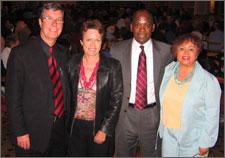 Mayor Garry Moore and his wife Pam Sharpe with Norma and Herman MacKinney at Its Time to Talk the Race Relations Day function on the 21 March in Christ Church Cathedral.